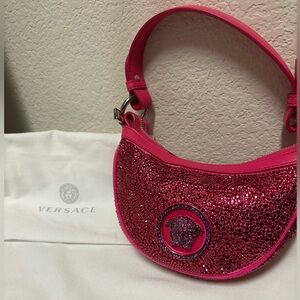 Versace Hot Pink Crystal Medusa Mini Shoulder Bag